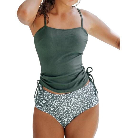 Cupshe‎ Women's Green Tankini Swimsuit Size Small - Picture 1 of 8